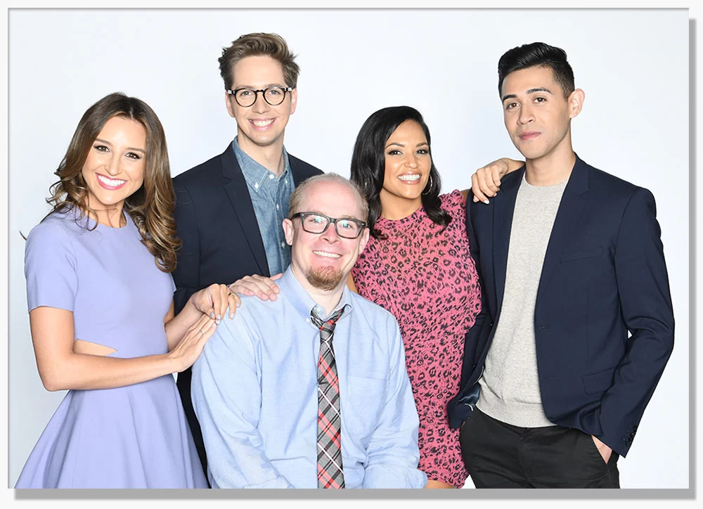 Olsen Ebright appears with the team behind "5 Live," KTLA's first digital-only show.
