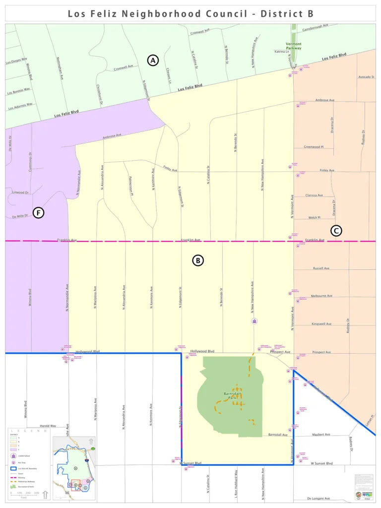 LosFelizNC_DistrictB_large The 2025 borders of District B are visible in this map provided by the Los Feliz Neighborhood Council.